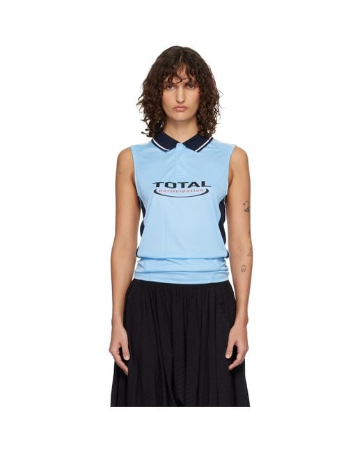 Martine Rose Blue Shrunken Stretch Football Vest Tank Top