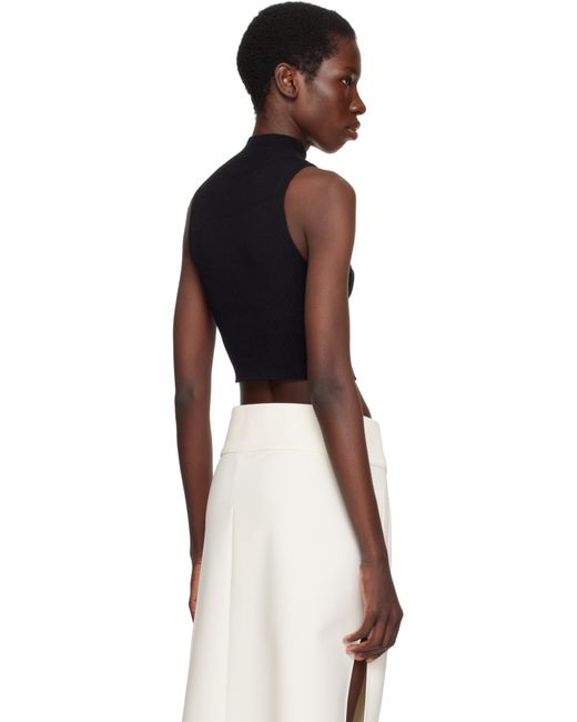 Courreges ブラック Light Rib モックネック クロップド トップス Black