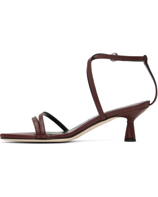 Aeyde Black Burgundy Maeve Leather Heeled Sandals