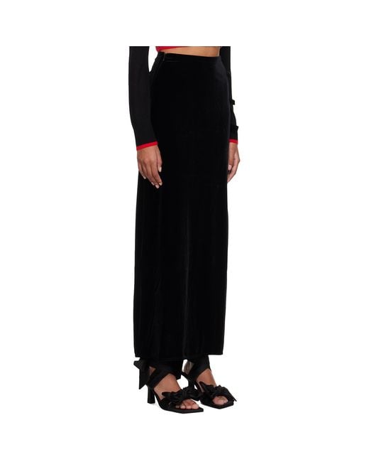 Ganni Black Women's Velvet Small Bow Maxi-skirt 12