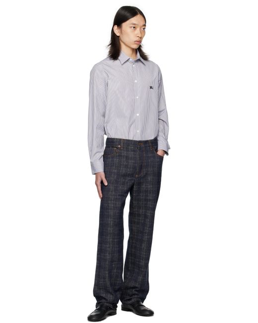 Chemise Noir Et Blanc En Coton À Rayures Burberry pour homme en coloris Gray