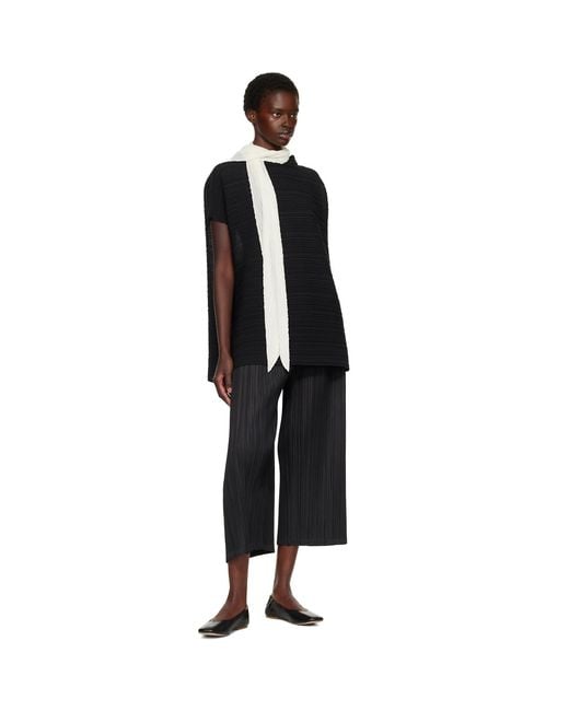 Pleats Please Issey Miyake White Skinny Scarf