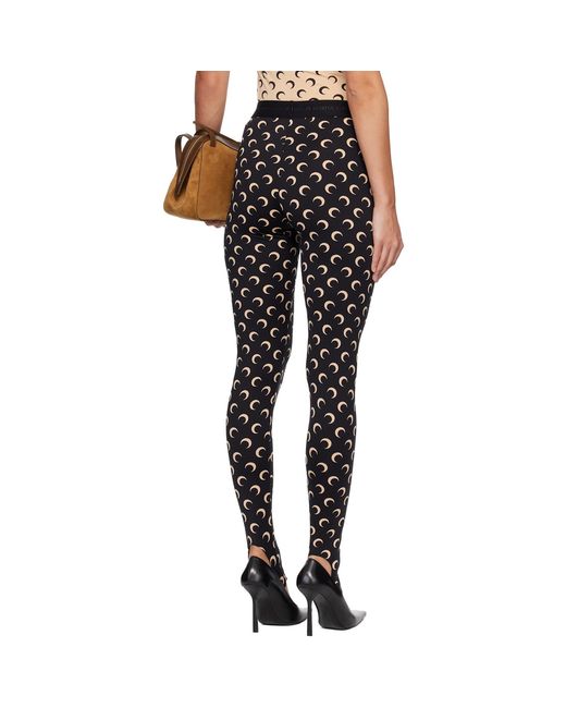 MARINE SERRE Black Recycled Moon Jersey Stirrup Leggings