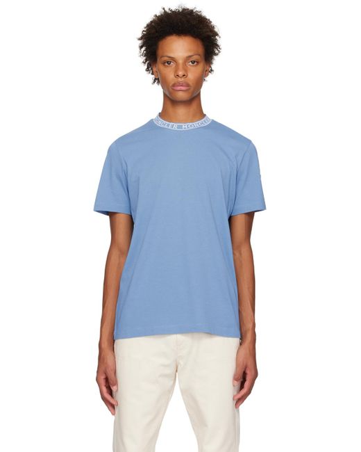 Moncler Blue Garment-washed T-shirt for men