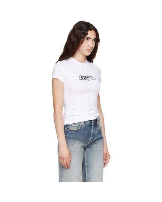 Off-White c/o Virgil Abloh Blue Script Fitted T-Shirt