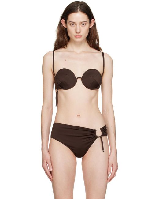 Jacquemus Black Brown Le Raphia 'le Haut De Maillot Aouro' Bikini Top