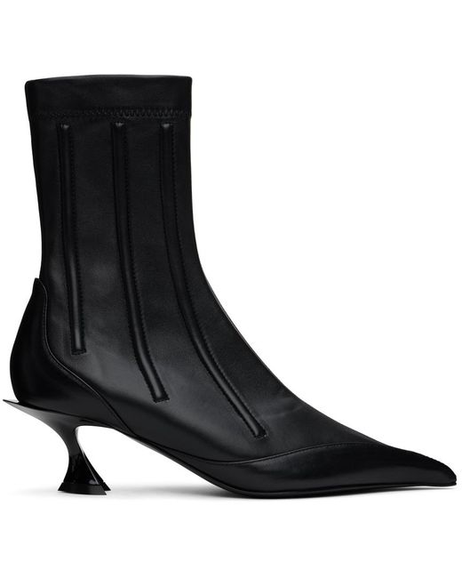 Mugler Black Boned Goatskin Stiletto Ankle Boots