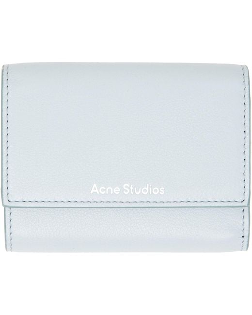 Acne Blue Leather Trifold Wallet for men
