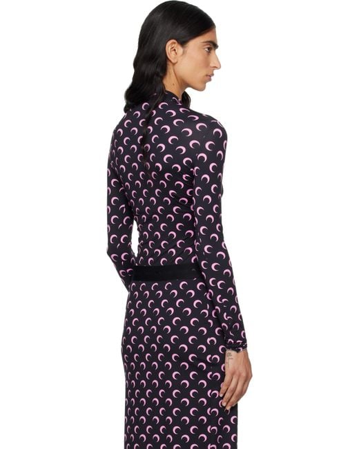 MARINE SERRE Blue Recycled Moon Jersey Second Skin T-Shirt