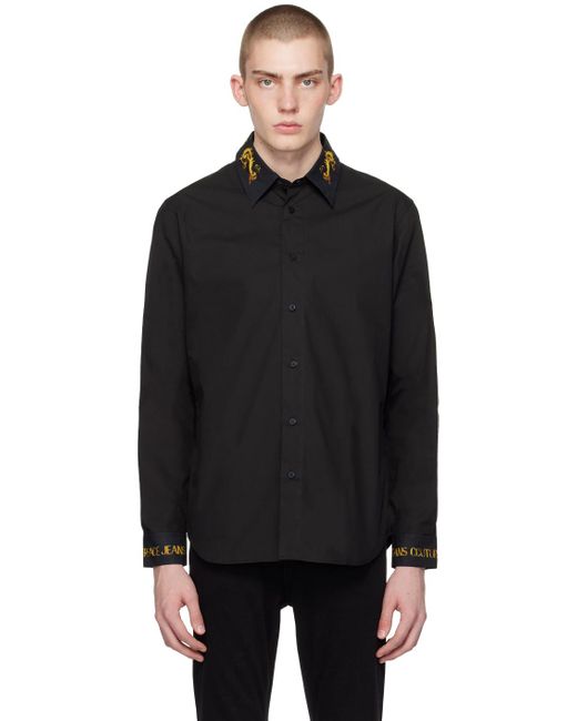 Versace Black Watercolor Couture Shirt for men