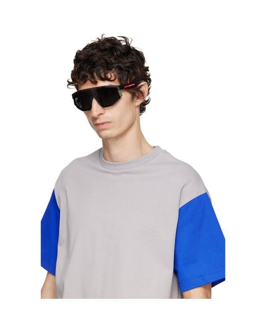 Prada Gray 'Prada' Linea Rossa Impavid Sunglasses for men