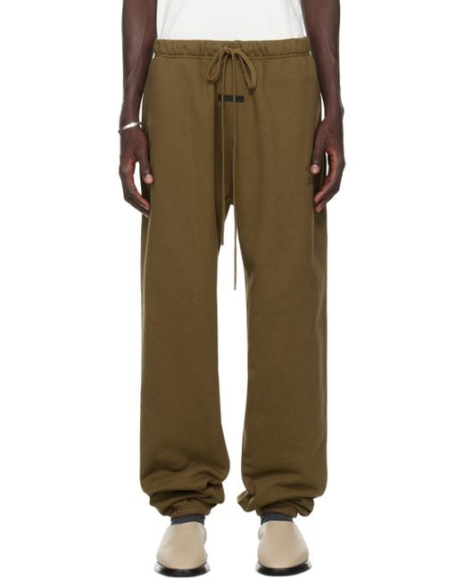 Fear Of God Khaki Essentials Sweatpants in Green for Men Lyst UK