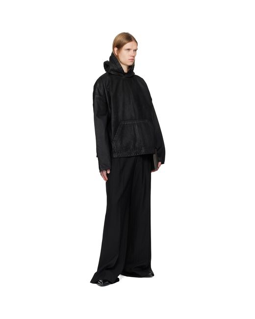 Det Blev Sent Black Waxed Denim Hoodie for men
