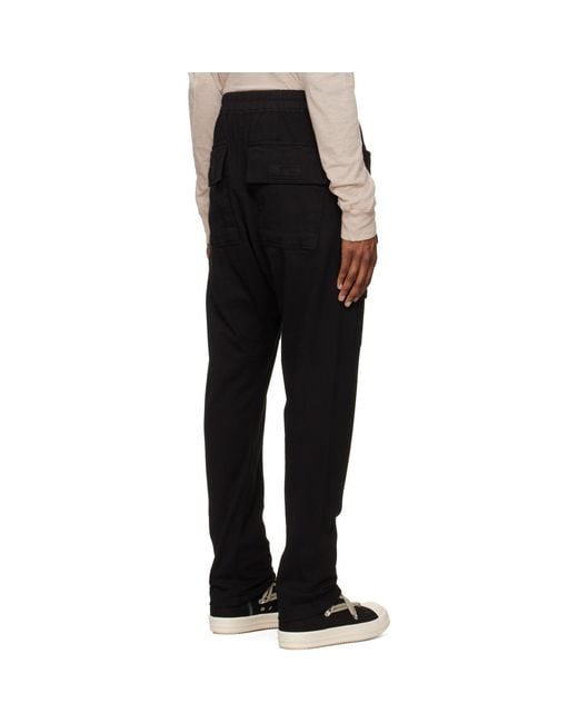 Rick Owens Black Tower Creatch Drawstring Cargo Pants for men