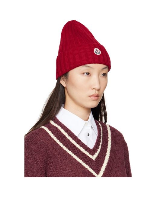 Moncler Red Wool Beanie