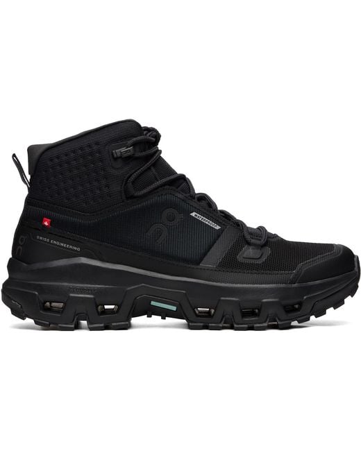 On Shoes Black Cloudrock Mid Waterproof Sneakers for men