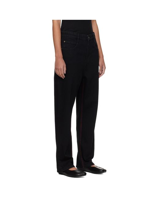 Fax Copy Express Black Stitch Straight Jeans
