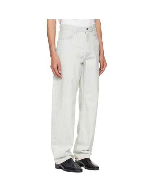 Fear Of God Gray Bleach Washed Denim Straight 5 Pocket Jeans for men
