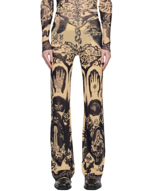 Jean Paul Gaultier Multicolor Beige Flared Trousers for men