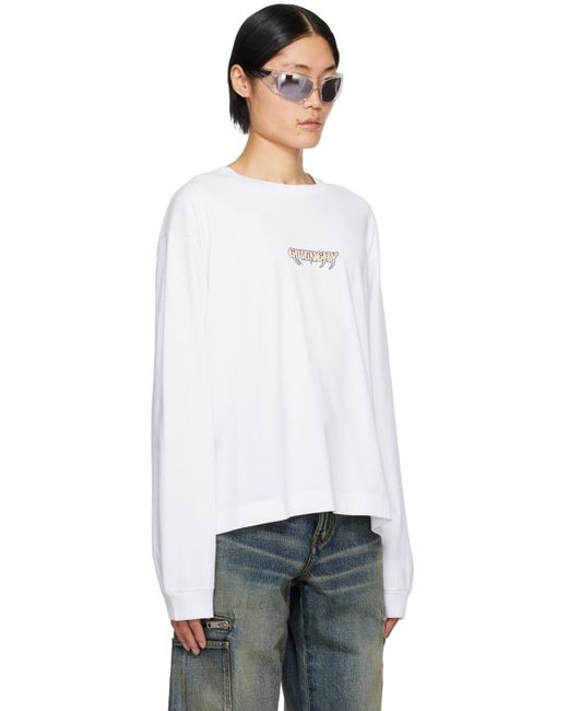 メンズ Givenchy ホワイト ボンディングロゴ 長袖tシャツ White