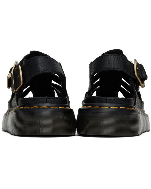 Dr. Martens Black Wrenlie Grizzly Leather Fisherman Sandals for men