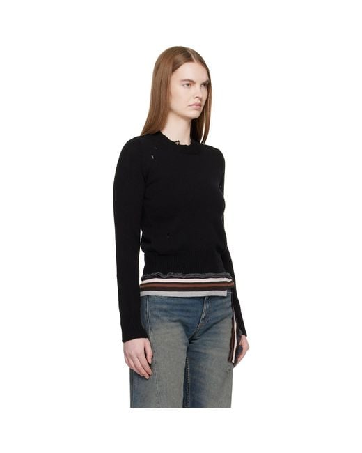 MM6 by Maison Margiela Black Ribbed Knit Top