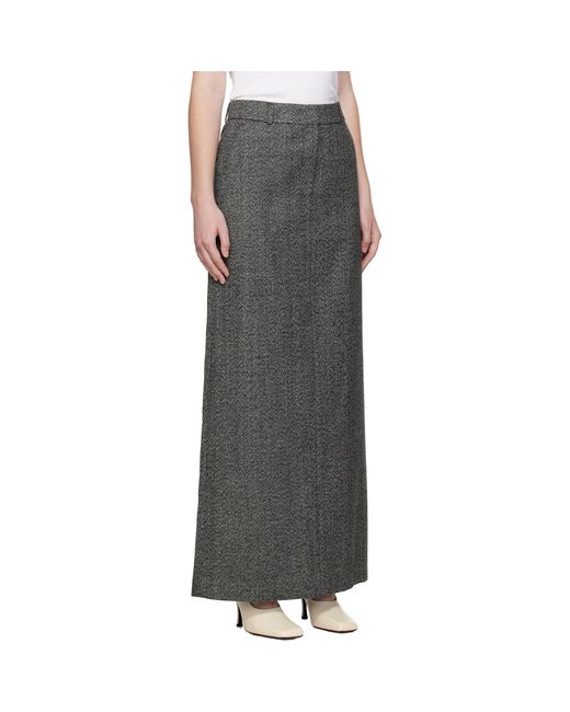 R2W Black Arina Wool Maxi Skirt