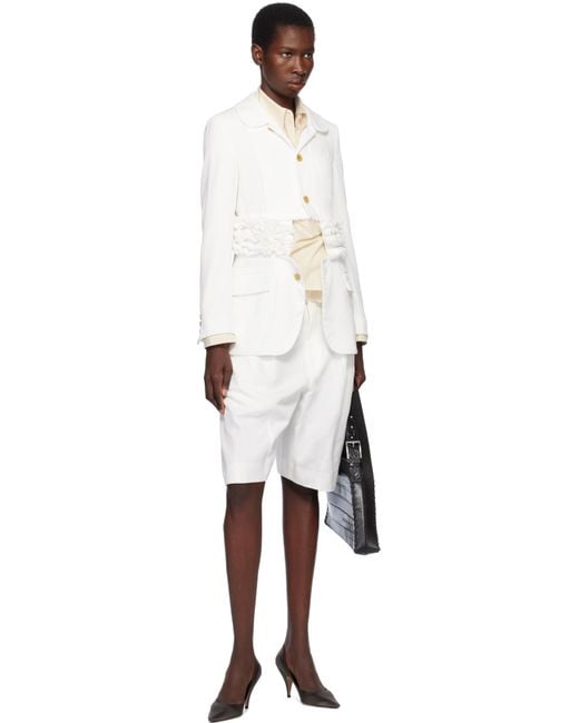 COMME DES GARÇON BLACK White Polyester Twill Shorts