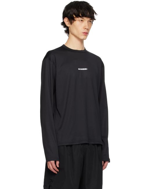 Jil Sander Black Printed Long Sleeve T-shirt for men