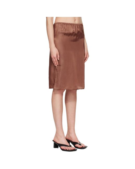 MM6 by Maison Margiela Brown Satin Midi Skirt