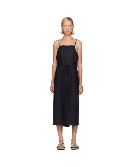 Baserange Black Yumi Apron Midi Dress