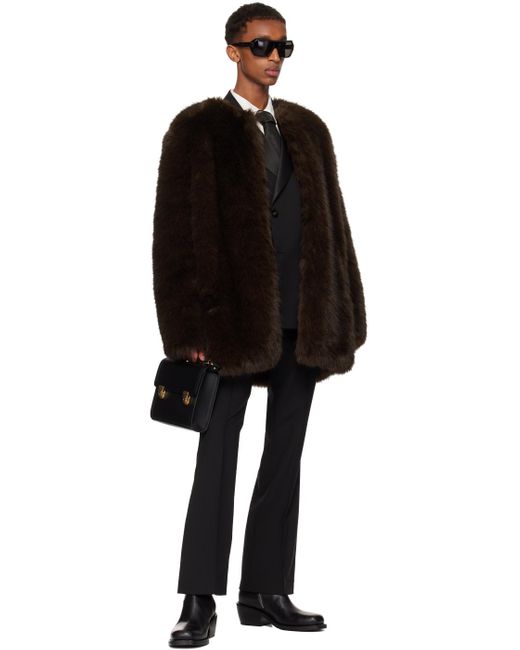 Ernest W. Baker Black Faux-Fur Coat for men