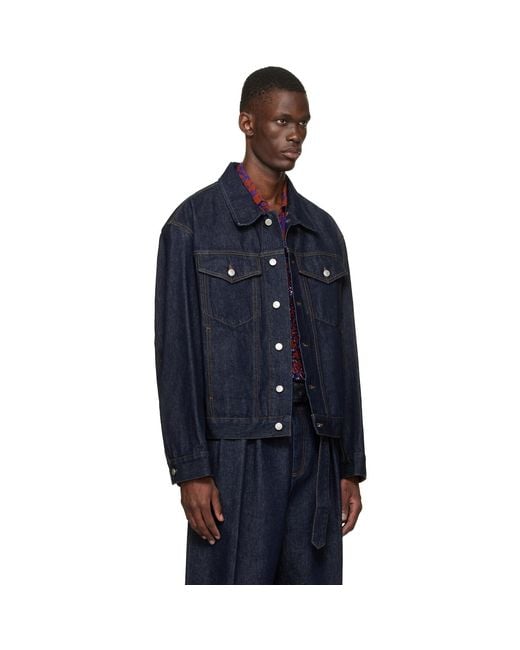 Dries Van Noten Blue Flap Pocket Denim Jacket for men