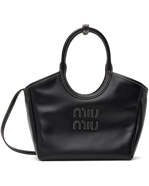 ★関税込み★ Miu Miu BLACK LEATHER IVY TOTES Miu Miu Ivy Tote Bag | Black | FARFETCH CA