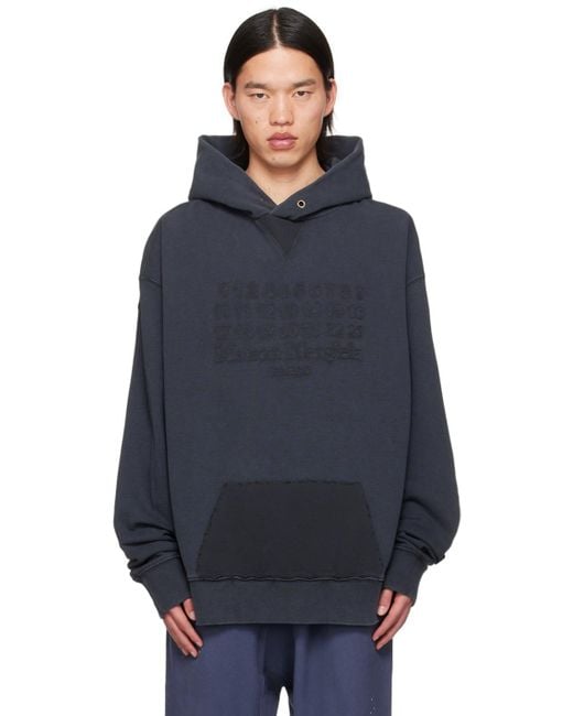 Maison Margiela Blue Embroidered Hoodie for men