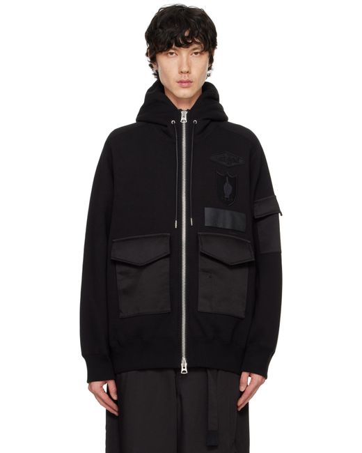 Pull À Capuche Noir En Jersey De Coton À Écussons Édition Spiewak & Gonz Sacai pour homme en coloris Black