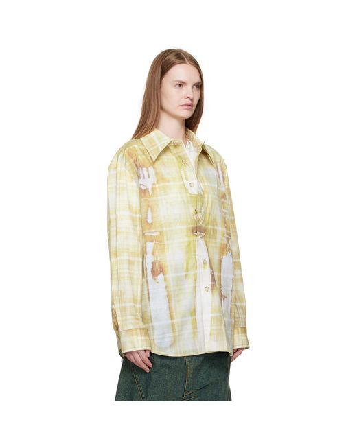 ANDERSSON BELL Natural Trompe L'Oeil Printed Check Shirt