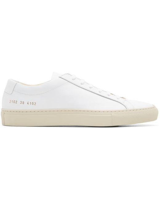 Common Projects White & Beige Achilles Low Colored Sole Sneakers for men
