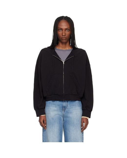 MM6 by Maison Margiela Black Unbrushed Cotton Sweatshirt