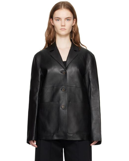 Totême  Black Clean Leather Jacket