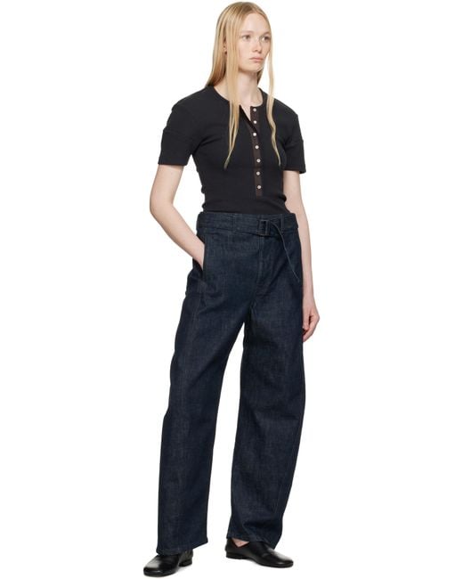 【関税込み】LEMAIRE ブラック フィット ヘンリーネック Tシャツ LEMAIRE ヘンリーネック Tシャツ | ブラック | FARFETCH JP