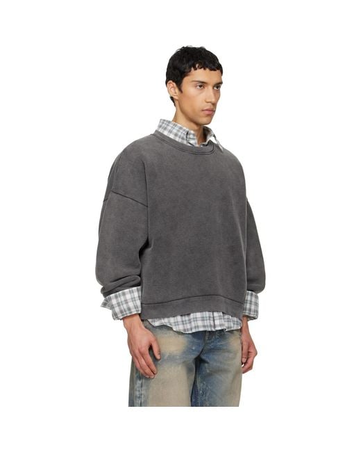 Acne Gray Sweater Logo Patch Sweatshirt for men