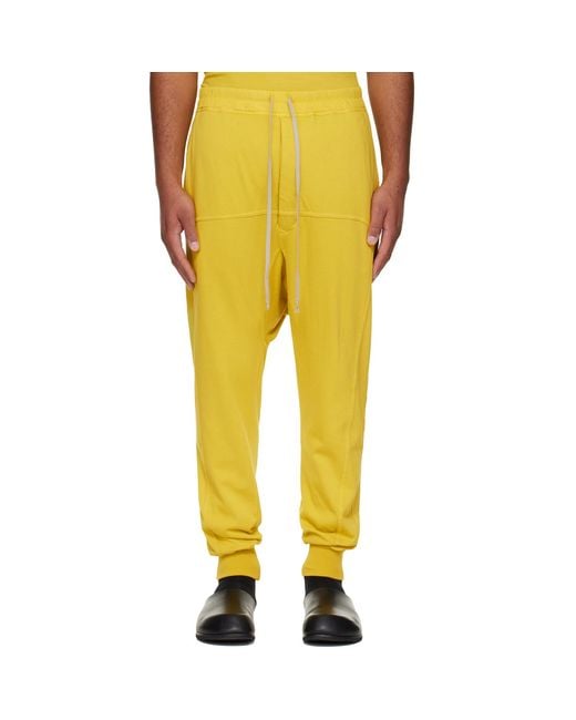 Rick Owens Yellow Concordians Drawstring Sweatpants for men