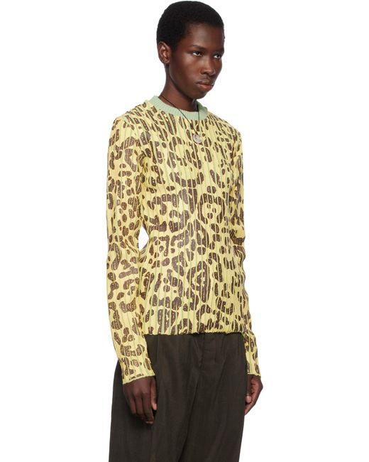 Stanley Raffington Multicolor Leopard Print Plated Knit Crewneck Sweater