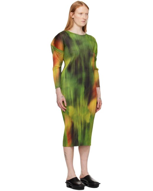 Robe longue verte à image imprimée Pleats Please Issey Miyake en coloris Multicolor