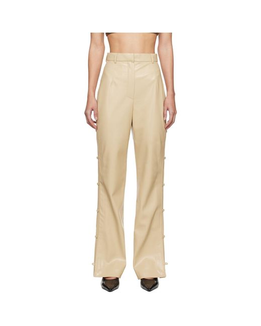 Nanushka Natural Beige Felina Vegan Leather Trousers