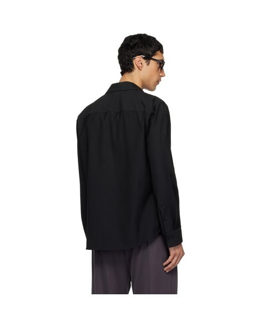 Courreges Black Zipped Twill Shirt Jacket for men