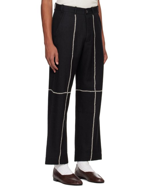 Kartik Research Black Rabari Stitch Trousers for men