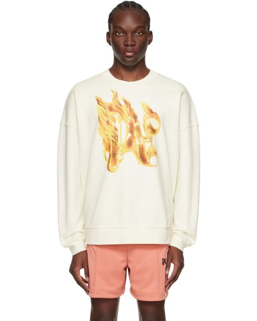 Palm Angels Off-white Burning Monogram Sweatshirt for men