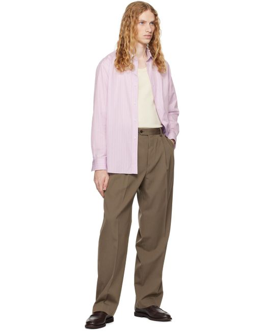 AURALEE Taupe Light Wool Max Gabardine Two-Tuck Trousers in AURALEE Taupe Light Wool Max Gabardine Two-Tuck Trousers in